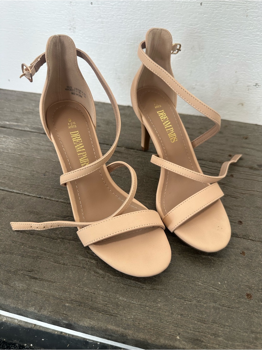 Dream Pairs Beige Strappy High Heel Sandals